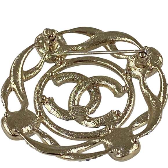 C19P CHANEL Coco Mark Brooch with Beads, Silver, Blue, Women's - Picture 4 of 6